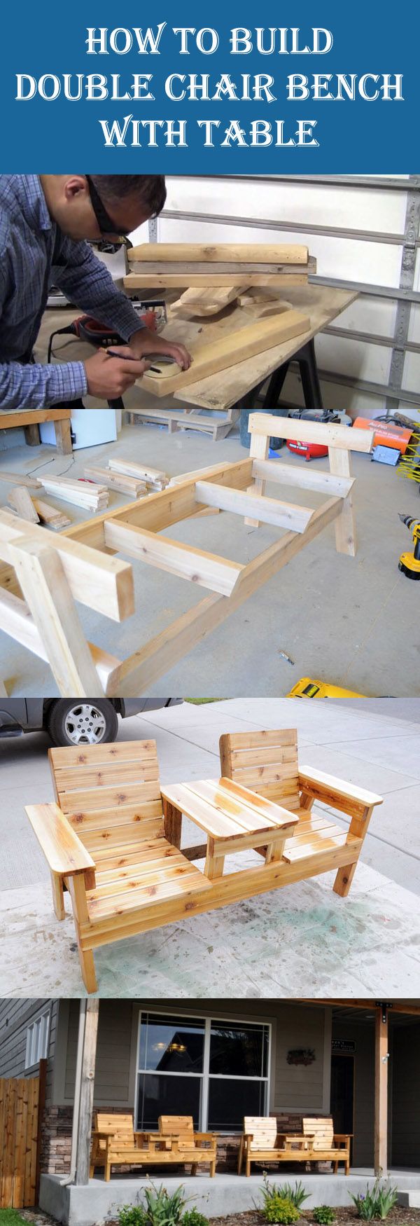 DIY Double Chair Bench with Table