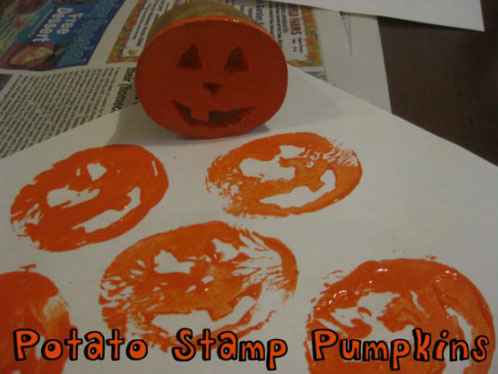 Potato Stamp Pumpkins